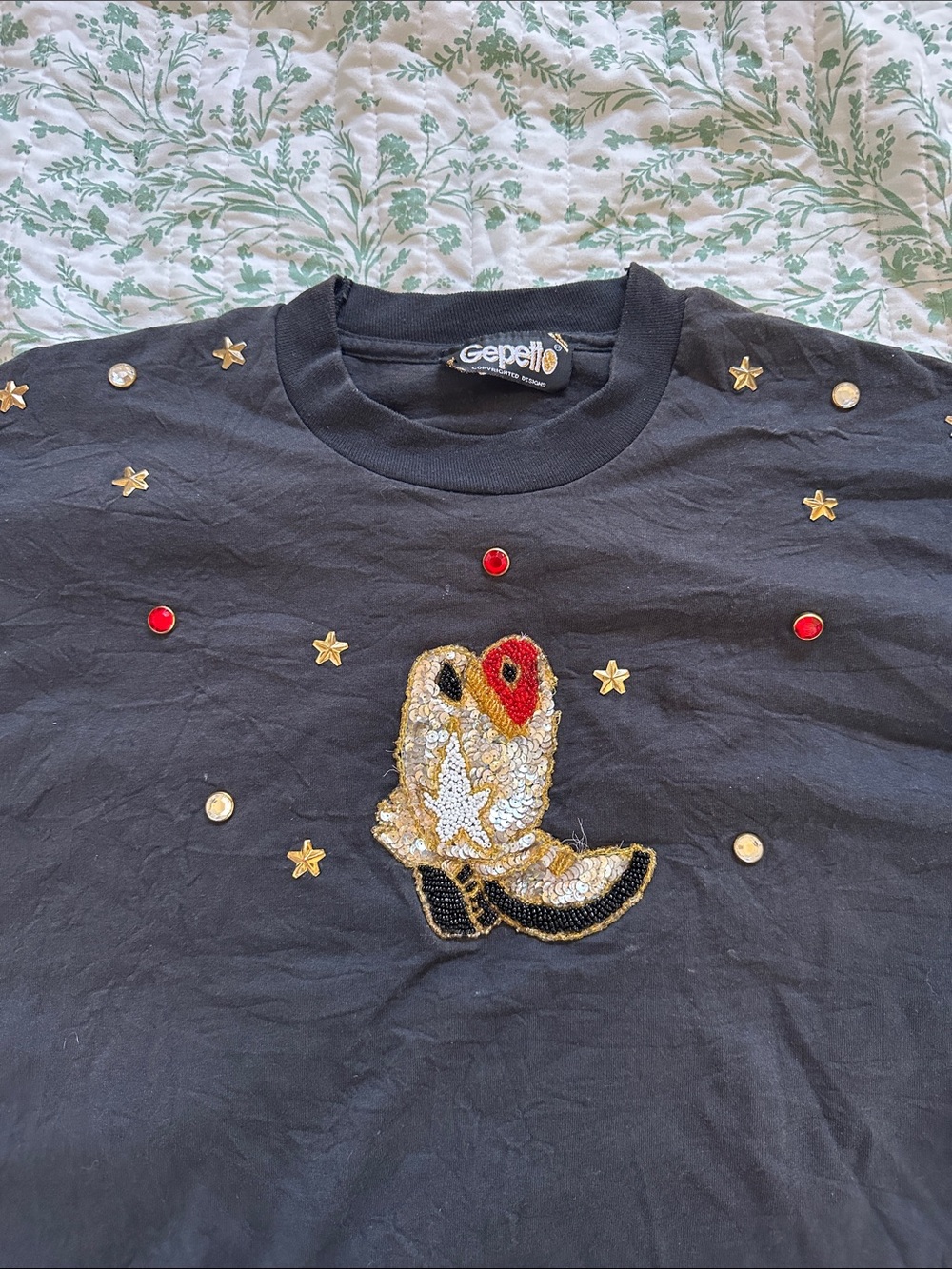 Vintage Gepetto 80’s 90’s Sequin Cowboy Boot tee